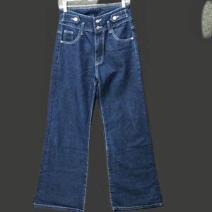 Rumwe Jeans Women's S Dark High Rise Wide Leg Waistband Zip NWOT Baggy Street